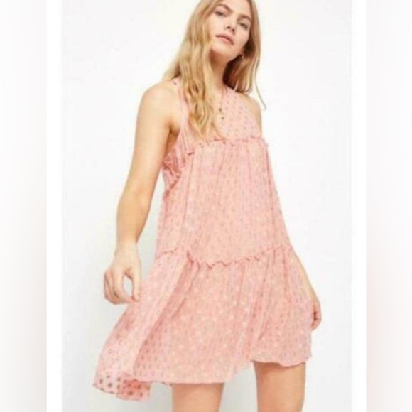 Free People Dresses & Skirts - Free People Blush and Gold Mini Dress